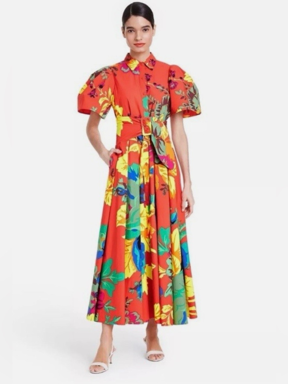 Christopher John Rogers x Target Shirt Dress 2 Puff Short Sleeves Floral NWT